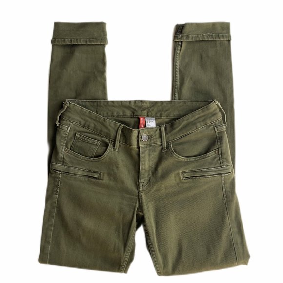 Divided Denim - H&M Divided Moto Biker Jeans Pants Olive Size 8